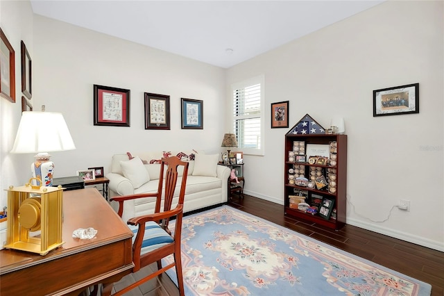 office area with dark hardwood / wood-style floors