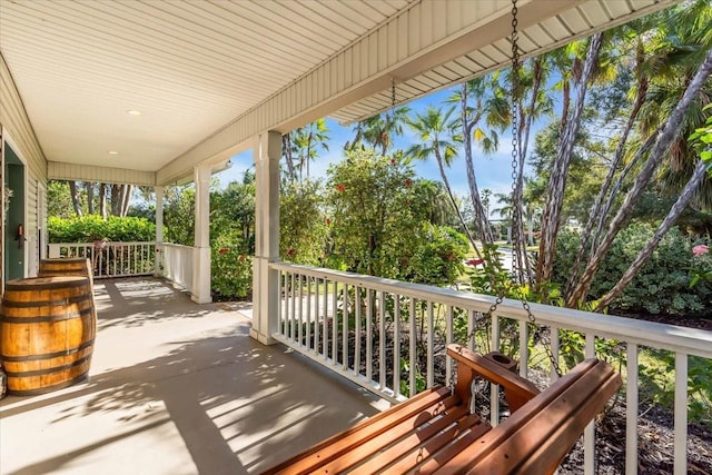 balcony featuring a porch