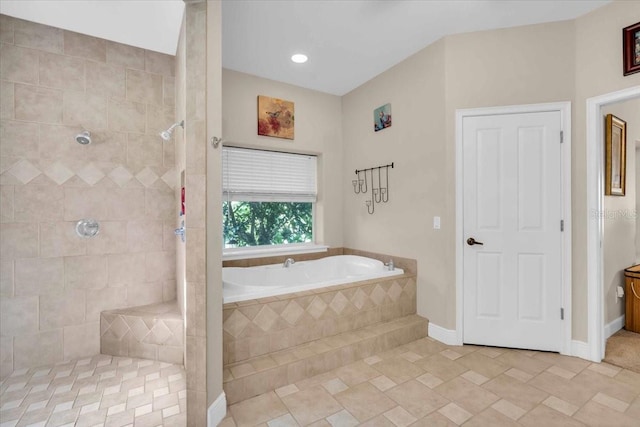 bathroom with plus walk in shower