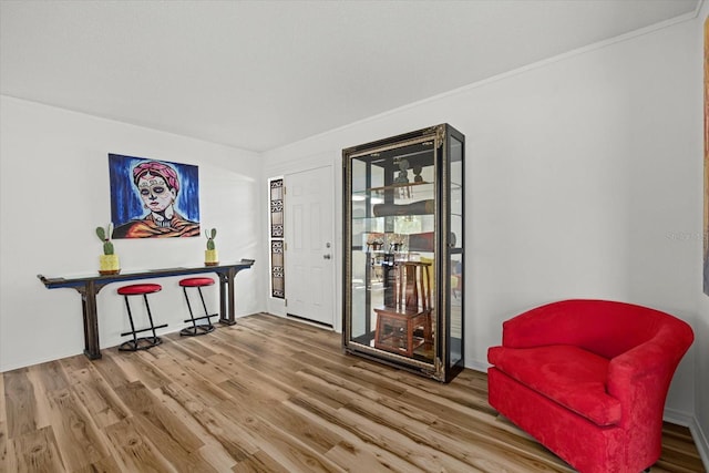 sitting room featuring wood-type flooring