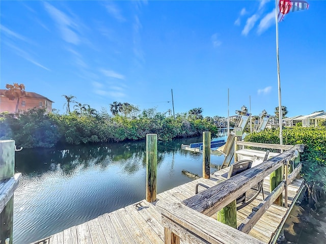 view of dock featuring a water view