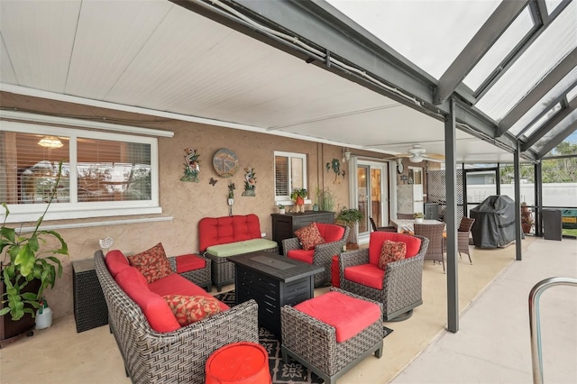 view of patio / terrace with a grill and an outdoor hangout area