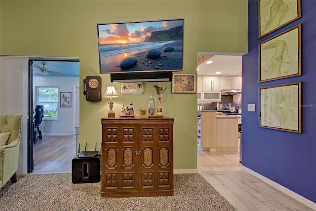 hall featuring light hardwood / wood-style flooring