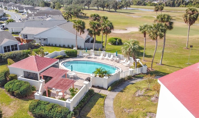 view of swimming pool featuring a patio