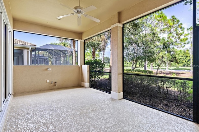 134 Savona Way N, Venice, FL 34275 - unfurnished sunroom featuring ceiling fan