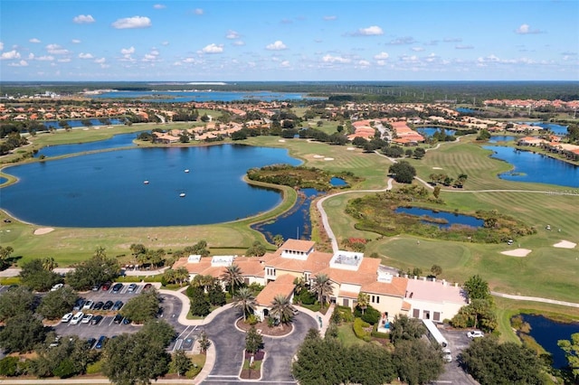 134 Savona Way N, Venice, FL 34275 - aerial perspective of suburban area featuring a golf course and a nearby body of water