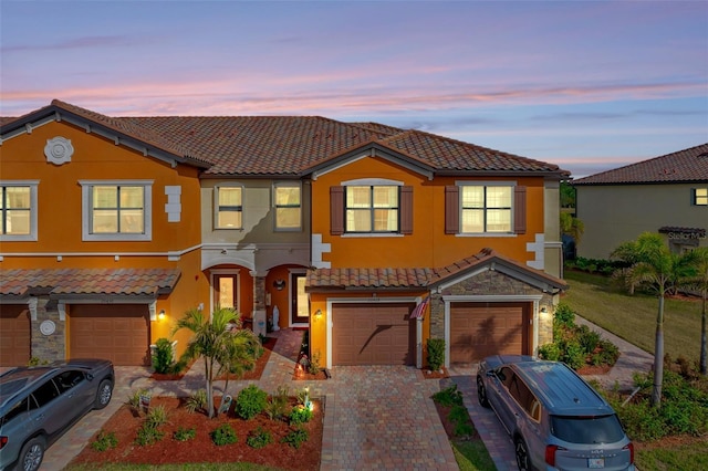 view of front of house with a garage