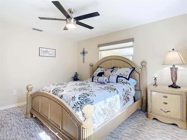 4 Windsor Dr, Englewood, FL 34223 - bedroom featuring baseboards, visible vents, light colored carpet, and a ceiling fan