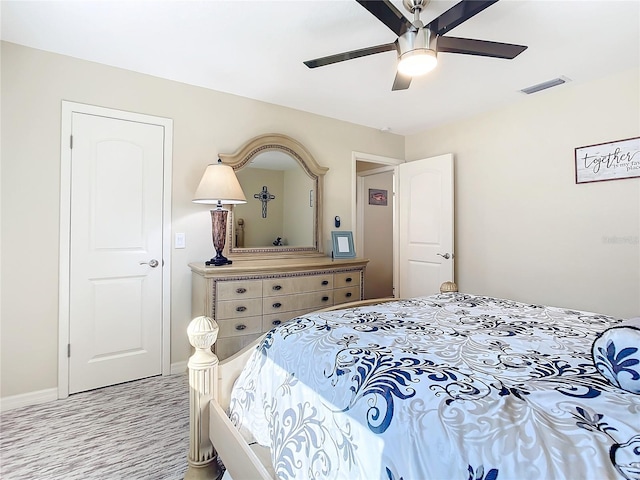 4 Windsor Dr, Englewood, FL 34223 - bedroom featuring light colored carpet, a ceiling fan, and visible vents