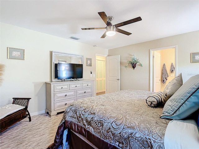 4 Windsor Dr, Englewood, FL 34223 - bedroom with visible vents, baseboards, ceiling fan, and light carpet
