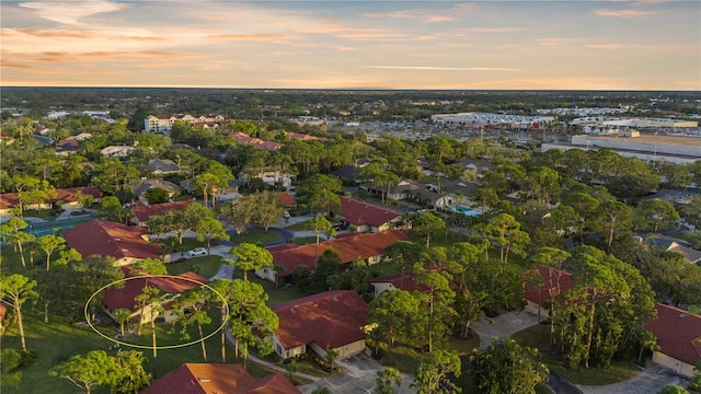 view of aerial view at dusk