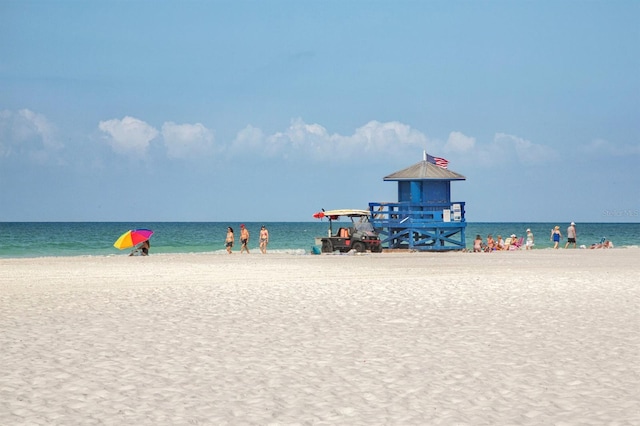 property view of water with a beach view