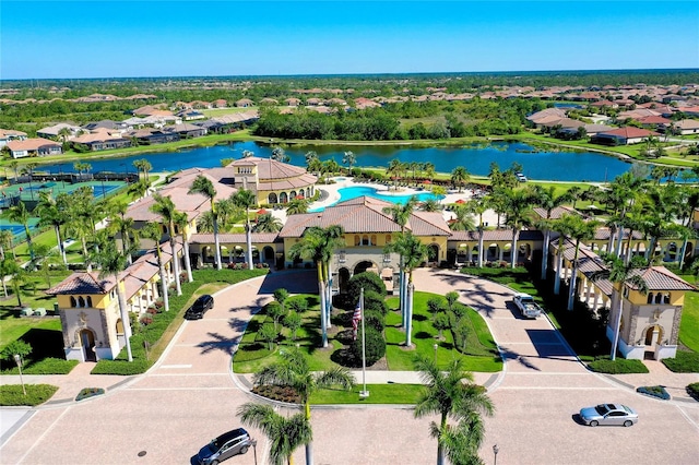 bird's eye view featuring a water view