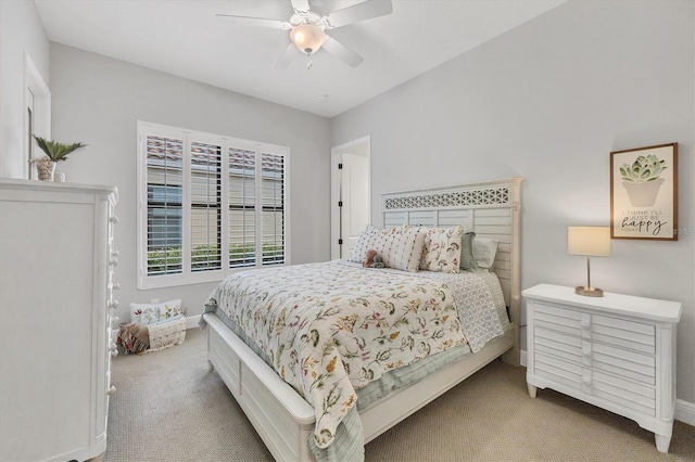 bedroom with carpet flooring and ceiling fan