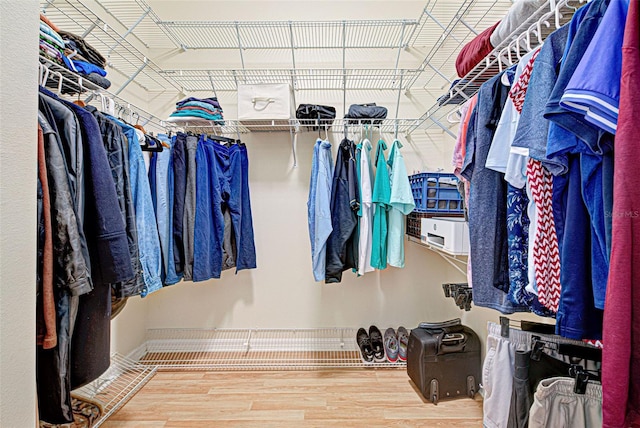 spacious closet featuring hardwood / wood-style floors