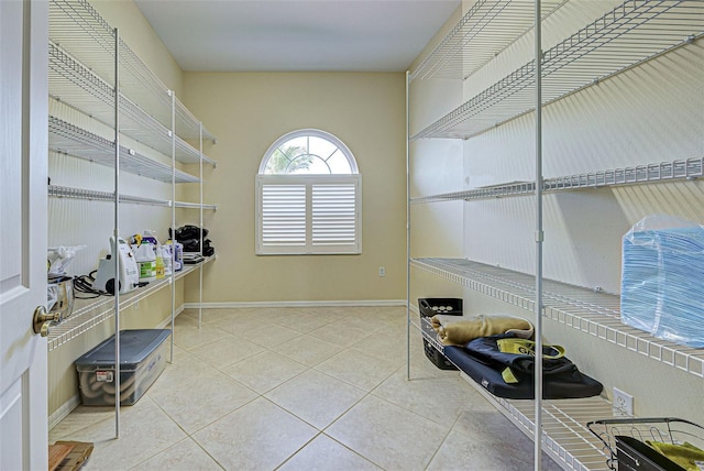 interior space featuring light tile patterned flooring