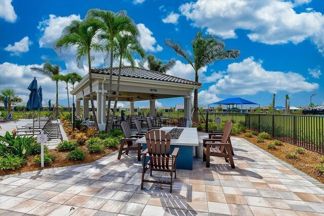 view of patio featuring a gazebo