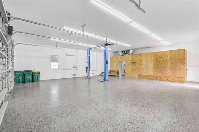 garage featuring ceiling fan