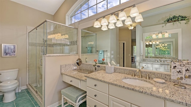 275 Royal Oak Way, Venice, FL 34292 - bathroom featuring vanity, a stall shower, and tile patterned floors