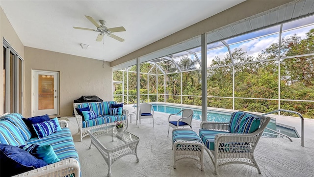 275 Royal Oak Way, Venice, FL 34292 - sunroom / solarium with an outdoor living space and ceiling fan