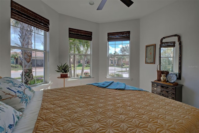 bedroom featuring ceiling fan