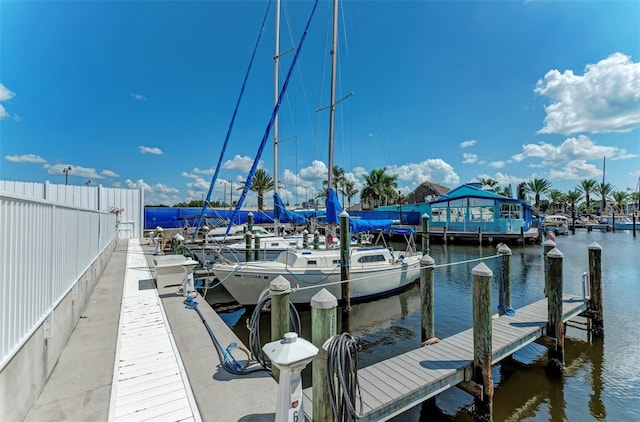 dock area featuring a water view