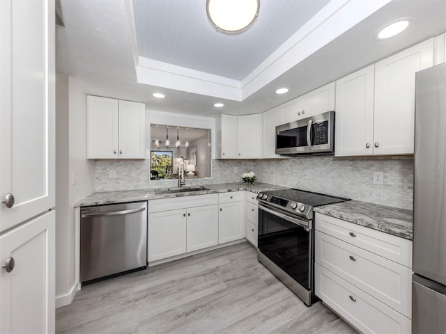 kitchen featuring white cabinets, sink, and stainless steel appliances