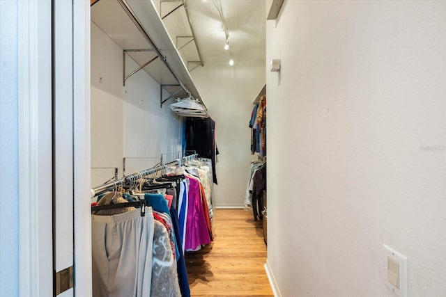 spacious closet featuring hardwood / wood-style floors