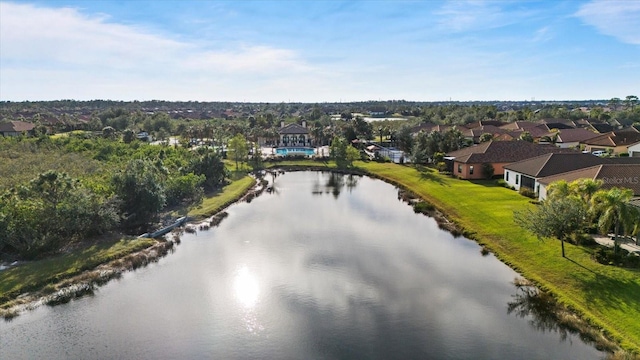 bird's eye view featuring a water view