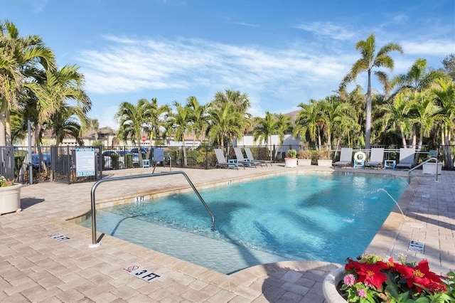 view of pool featuring a patio