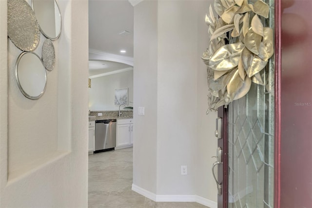 interior space featuring ornamental molding