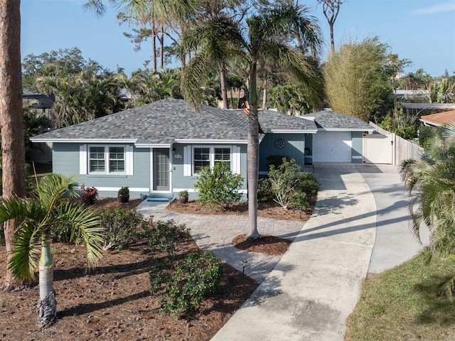 single story home with a garage