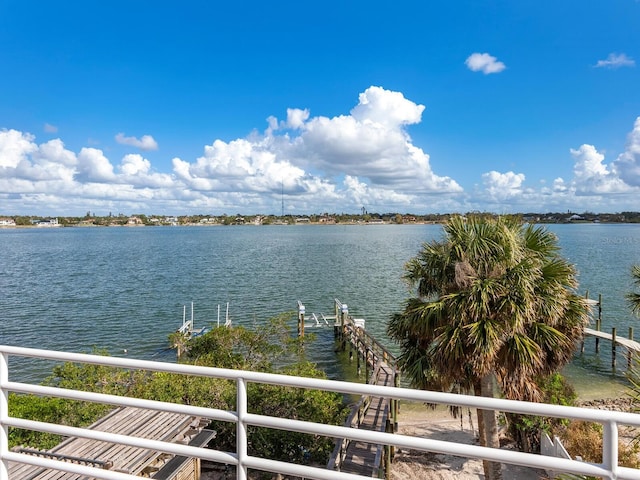 property view of water featuring a dock