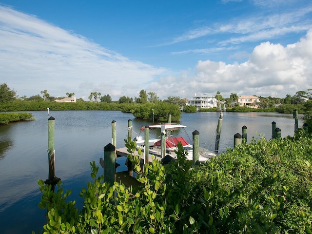 dock area featuring a water view