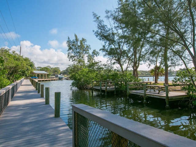 dock area featuring a water view