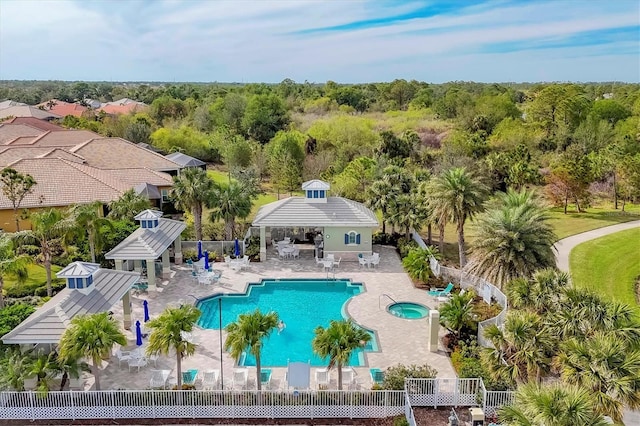 view of pool featuring a gazebo and a patio