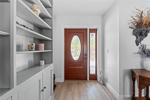 922 Casey Cove Dr, Nokomis, FL 34275 - foyer entrance featuring light wood-style flooring, baseboards, and a wealth of natural light