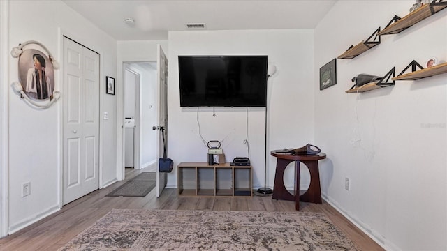 interior space with light hardwood / wood-style flooring