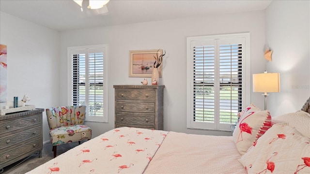 bedroom featuring ceiling fan