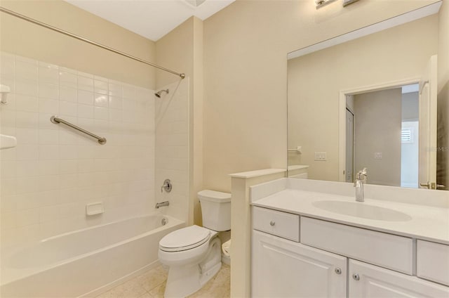 full bathroom featuring vanity, toilet, and tub / shower combination