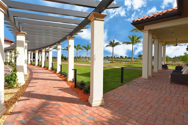 view of patio / terrace featuring a pergola