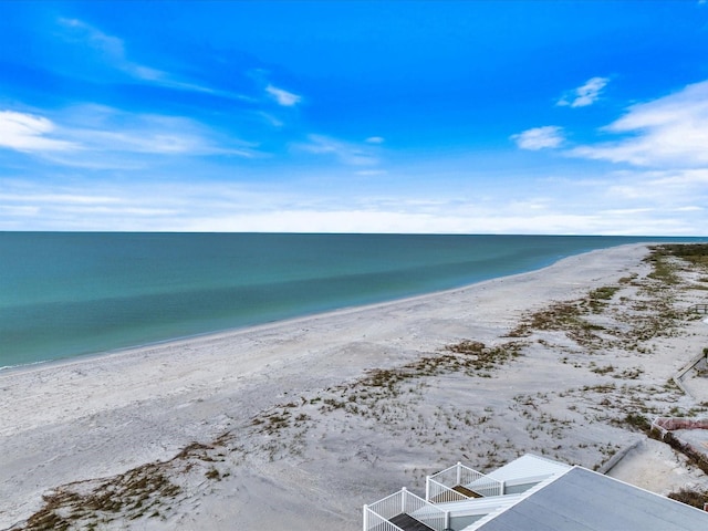 view of water feature with a view of the beach