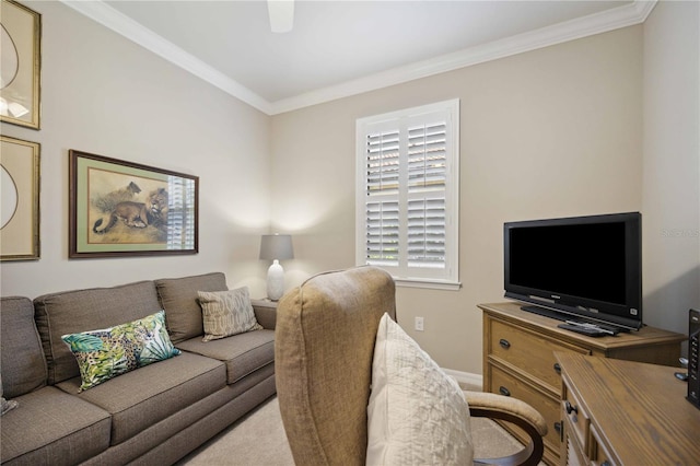 office area with crown molding