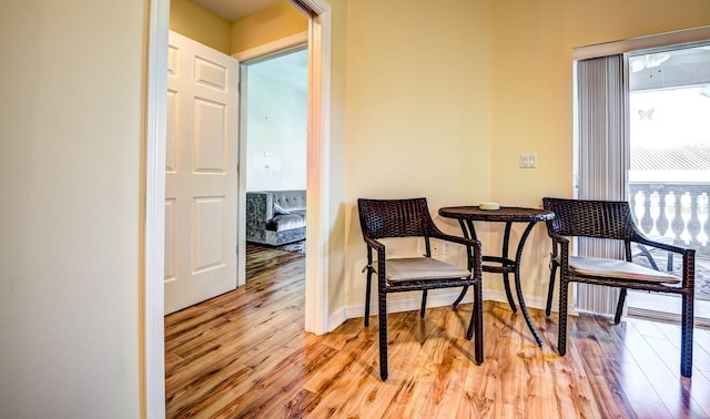 living area with light wood-type flooring