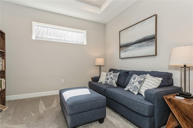 living room featuring light colored carpet