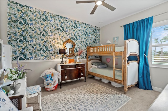 bedroom with carpet and ceiling fan