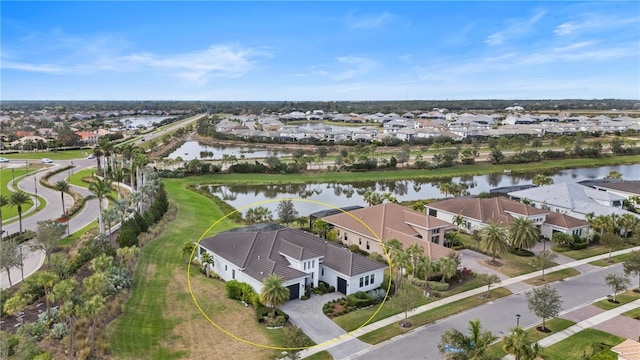 bird's eye view featuring a water view