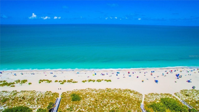 property view of water with a beach view