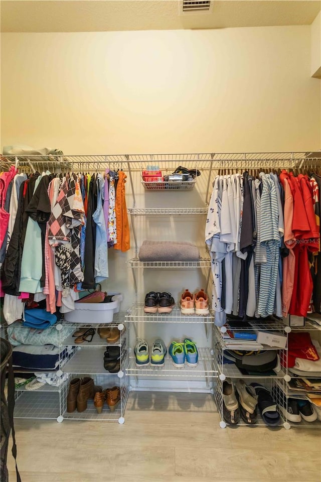 walk in closet featuring hardwood / wood-style flooring