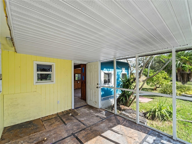 view of unfurnished sunroom